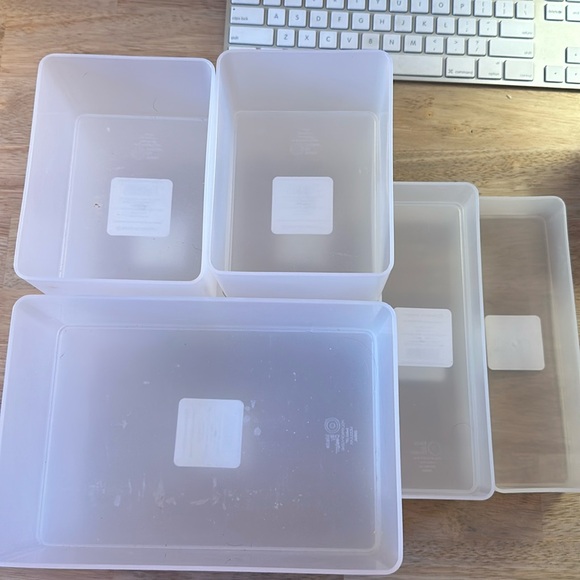 9 pcs frosted clear storage bins organization stackable form into each other - Picture 1 of 2